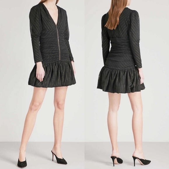 Maje Ralone Polka Dot Mesh Mini Dress Black - Picture 13 of 16